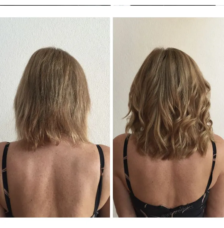 Vorher-Nachher bei Address Beauty in Leverkusen: strapaziertes Haar wird zu glänzenden Beach Waves